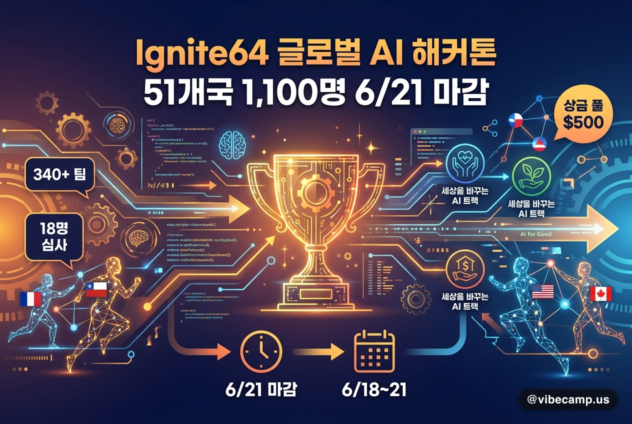 Ignite64 글로벌 AI 해커톤 — 51개국 1,100명 6/21 마감