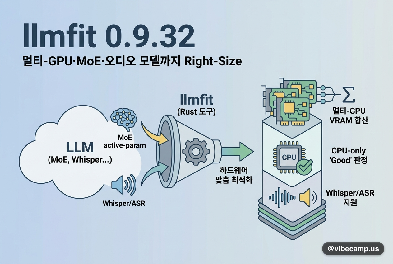 llmfit 0.9.32 — 멀티-GPU·MoE·오디오 모델까지 right-size