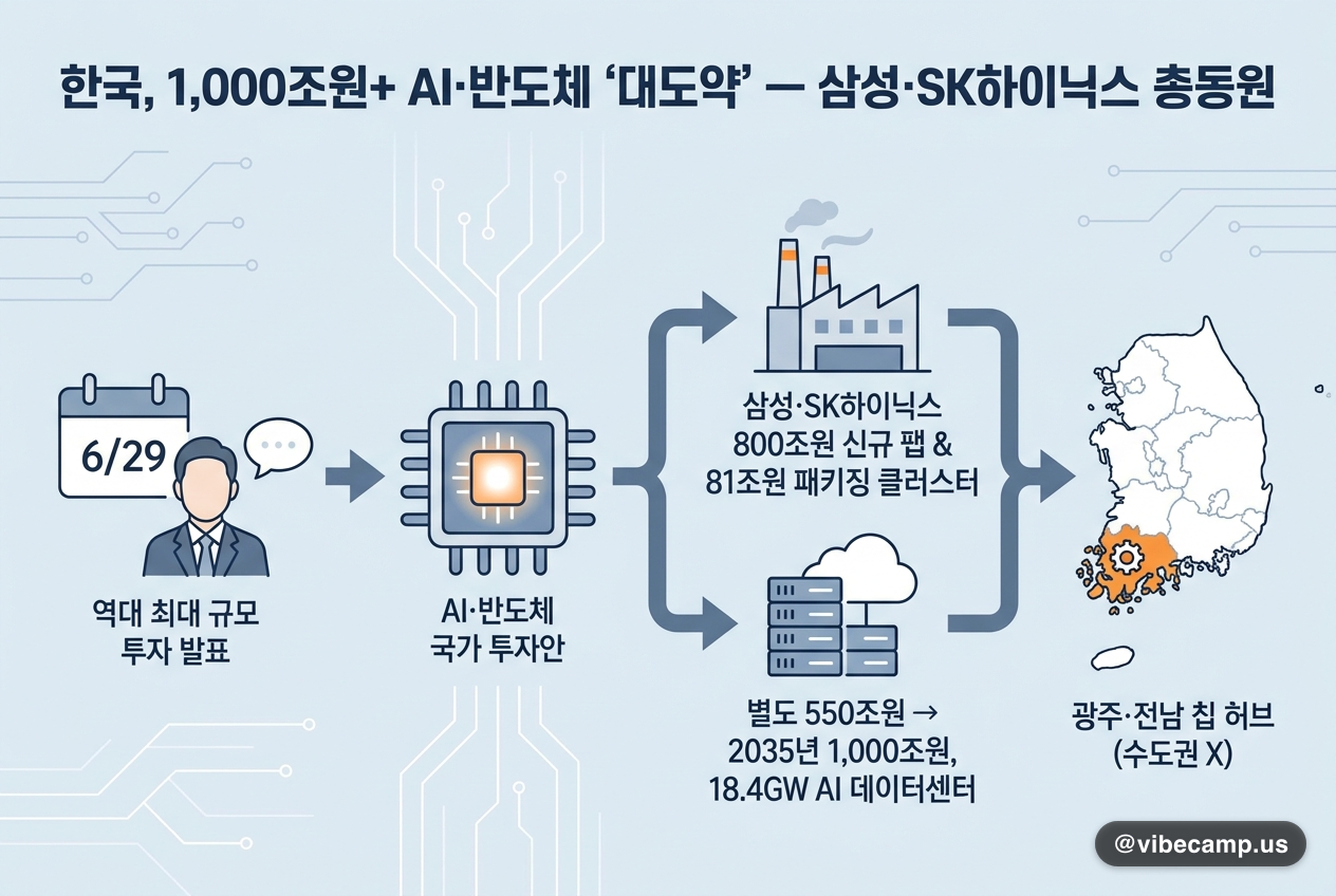 한국, 1,000조원+ AI·반도체 '대도약' — 삼성·SK하이닉스 총동원
