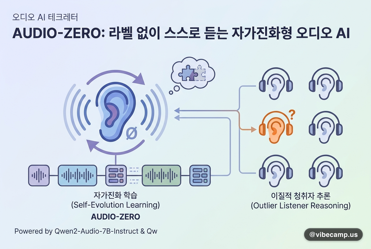 Audio-Zero, 라벨 없이 스스로 듣는 귀를 훈련하는 오디오 AI