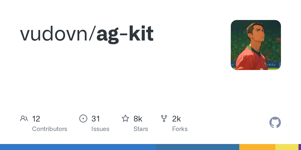 vudovn/ag-kit 저장소 이름과 기여자·이슈·스타·포크 수가 표시된 GitHub 카드
