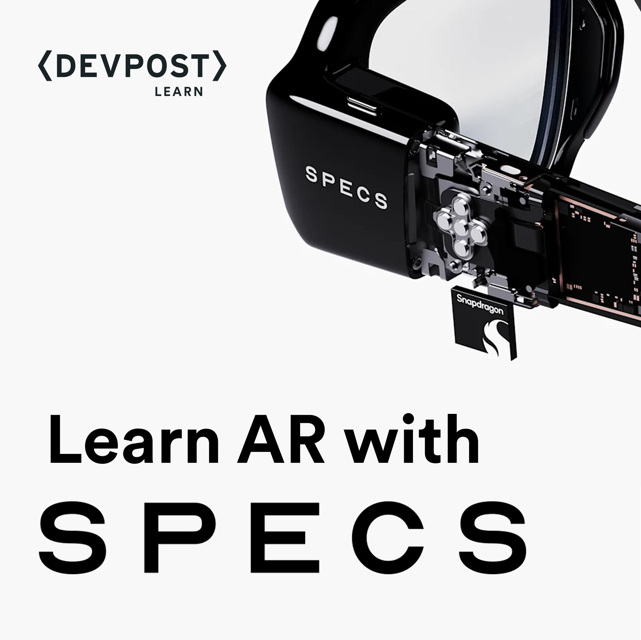 Devpost 'Learn AR with SPECS' 챌린지 썸네일 — Snap Spectacles AR 글래스 클로즈업